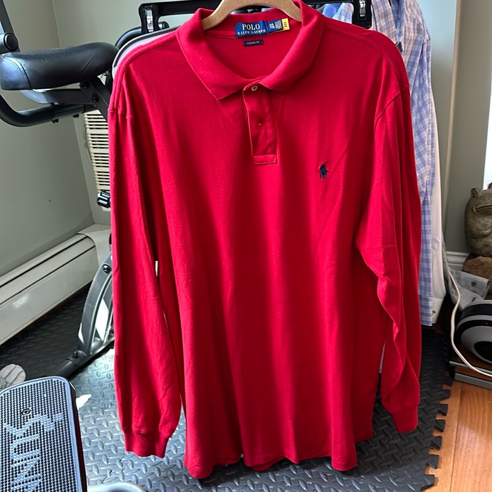 Polo Ralph Lauren Long Sleeve Polo Shirt Red Classic Fit size XXL